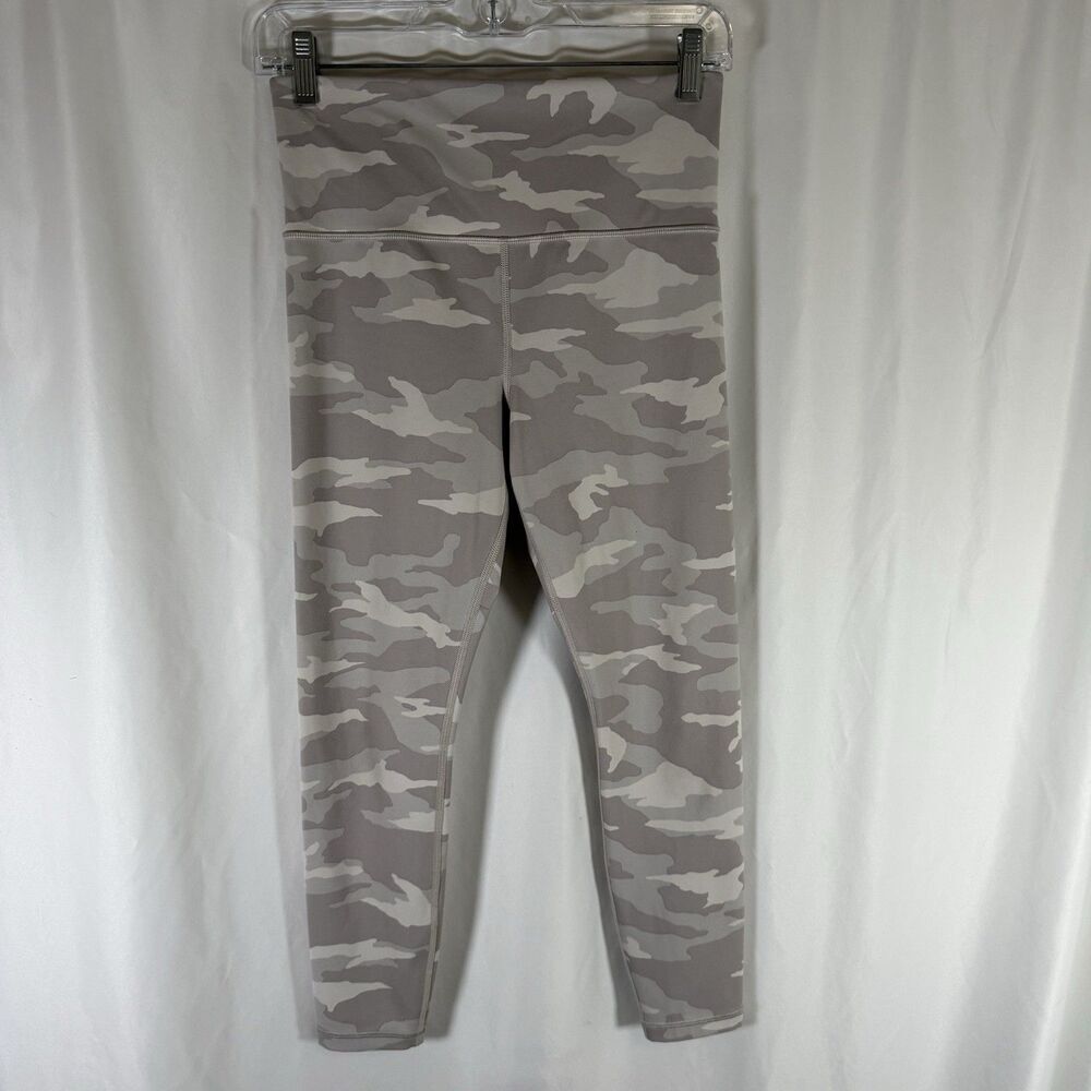 Athleta Elation 7/8 Tight Leggings Women's Small Grey Tan Camo Pull On Pockets